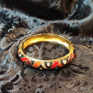 Vintage Bob Mackie Gold Tone Mylti-colored Clamp Bangle Bracelet Sz 7+